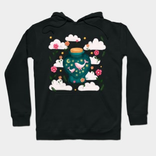 Lovely whales in a tiny heart shaped bottle. Hoodie